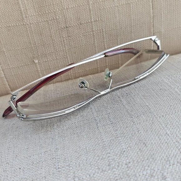 Bebe Women Glasses Frame Chrome Half Rim Eyeglasses Silver Tone Eyewear - Picture 7 of 12